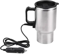 Heated Travel Mug,  Tea Kettle,   Mug, 12V 450ml  In  Stainless Steel Travel Heating Cup Coffee Tea  Cup Mug Travel  Kettle for 1