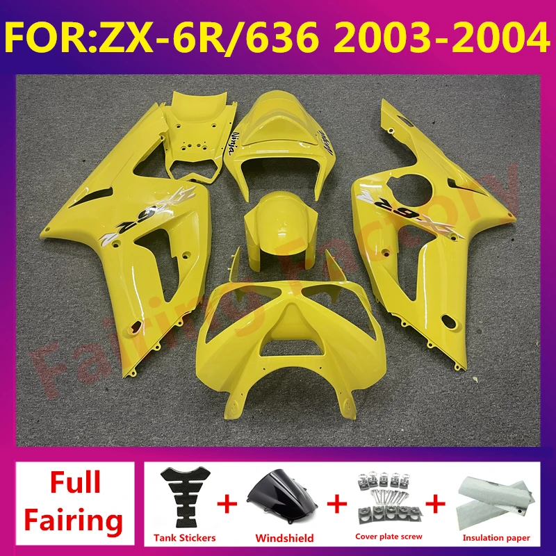 

New ABS Motorcycle Fairing kit Fit For kawasaki ZX6R 636 ZX-6R zx-6 2003 2004 03 04 full fairings kits bodywork zxmt set yellow