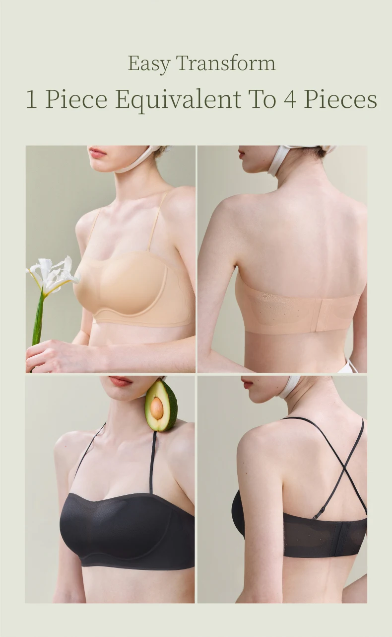 SUJIIN Strapless Bra for Women Wireless Invisible Seamless Push Up Summer Bralette Convertible Multiway Lift Bras Woman MX199