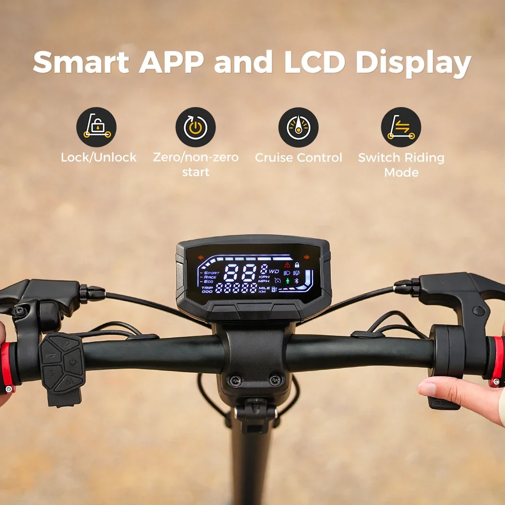 Monopattino elettrico iScooter iX7Pro da 10 pollici, 2000W, doppio motore, fuoristrada, 17.5Ah, con APP - immagine 5