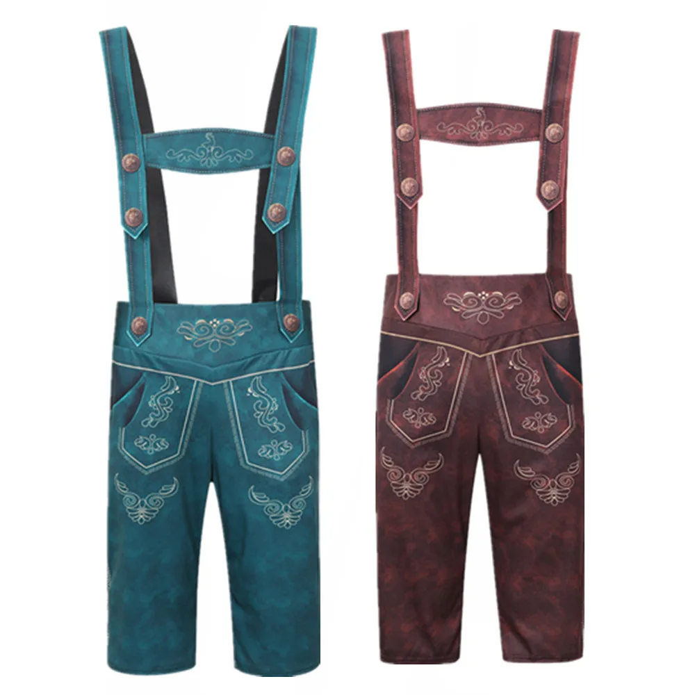 Male Bavarian Lederhosen Oktoberfest Costume German Beer Festivals Suspenders Men Cosplay Halloween Carnival