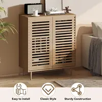 Mid Century Bar Cabinet with Wine Racks, Modern Liquor Cabinet with Slatted Doors for Dining Room, Living Room, Customized 6