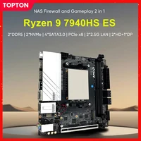 Topton NAS Gaming Motherboard AMD Ryzen 9 7940HS ES 7840HS ES 2xNVMe 4xSATA PCIEx8 2xDDR5 2x2.5G LAN Firewall NAS ITX Mainboard 1