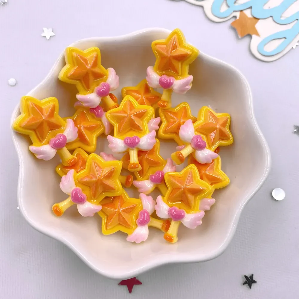 Resin Colorful Cartoon Love Magic Wand Flatback Stone Figurines DIY Hair Clip Scrapbook Decor Jewelry Crafts Accessories 20PCS