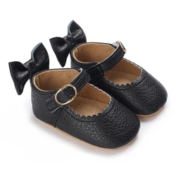 Elegant Black Newborn Party Shoes with Anti - Slip Rubber Soles - 7 - 12 Months (D - 109BLACK)