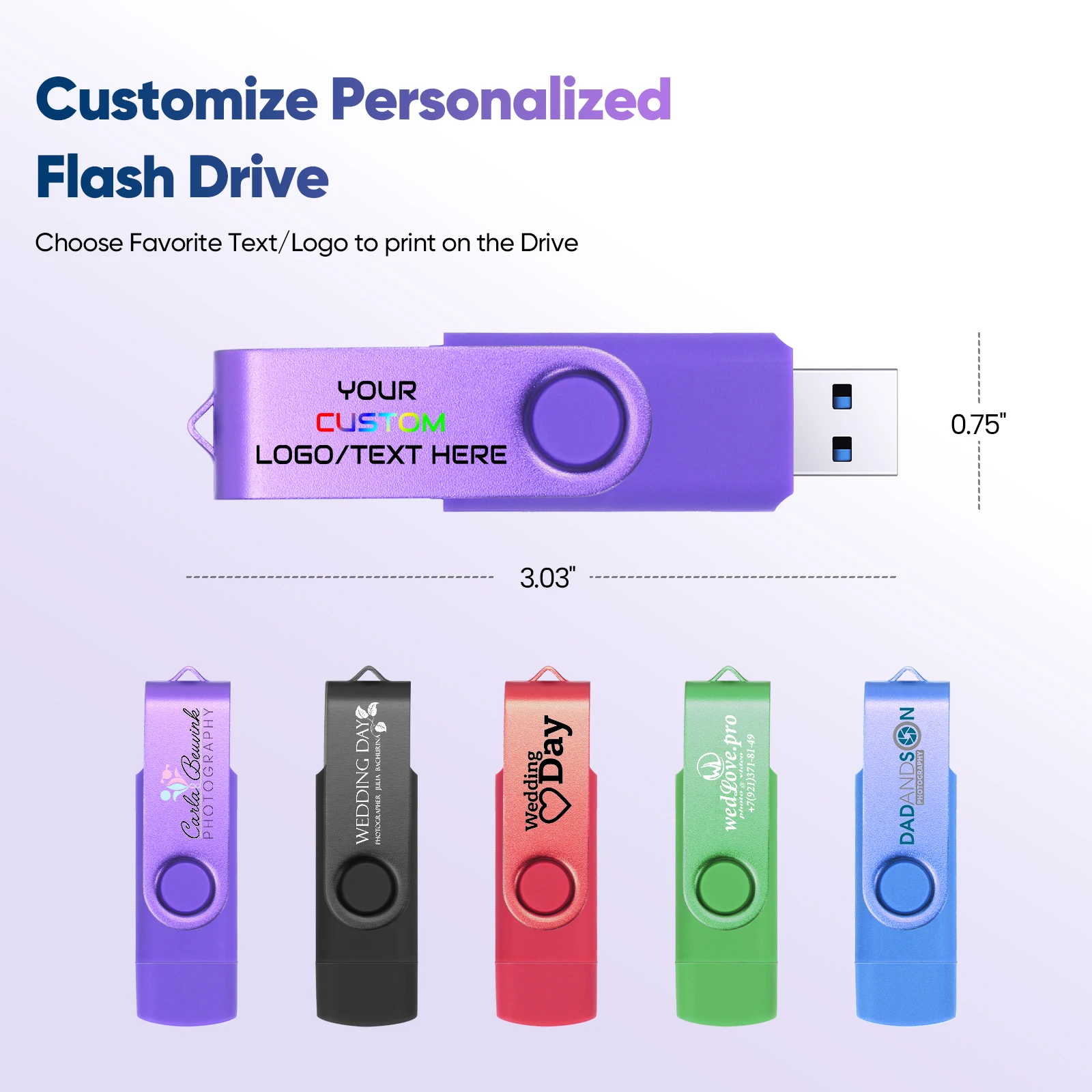 타입C 2 in 1 USB 3.0 플래시 드라이브 128GB 컬러풀 회전식 펜드라이브 64GB 고속 메모리 스틱 32GB 무료 맞춤 로고 U 디스크
