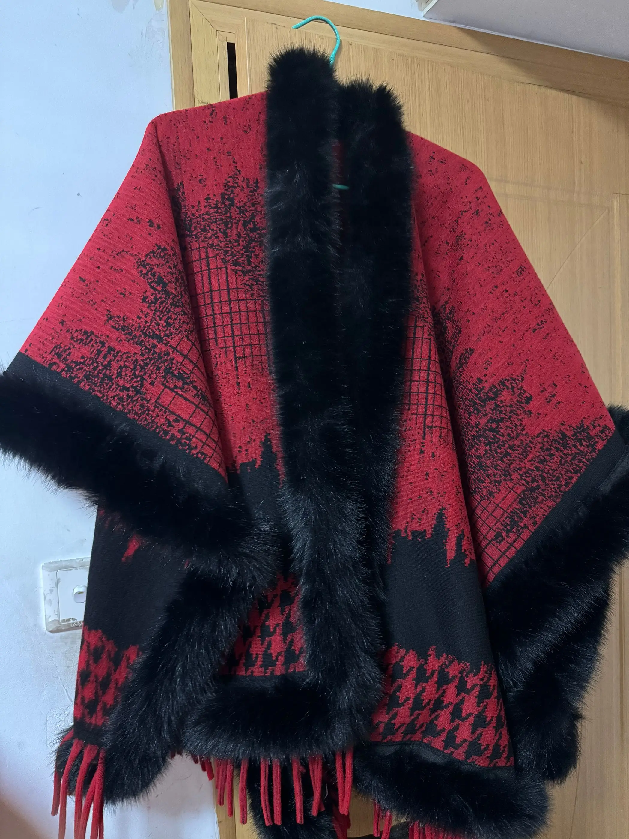 Women Winter Capes Plus Size Poncho Coat Pattern Loose 3/4 Bat Sleeved