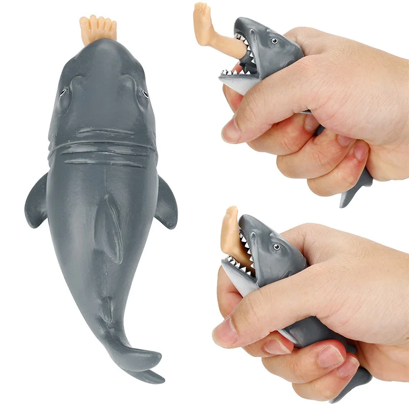 Anti Stress Squeeze Toy Creative Biting Leg Shark Toy Plastic Funny Spoof Trick Gift For Kids Boy Gril Gag Toys