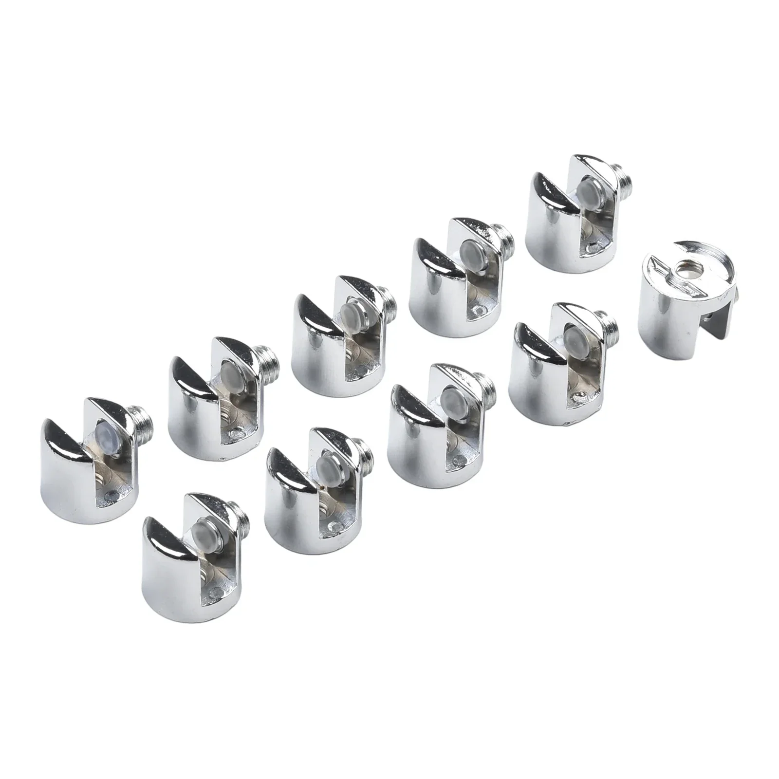 Glass Shelf Clamp Holder 10Pcs 6mm to 8mm Glass Shelf Supports Clamp Brackets Clip Chrome Bathroom Mirror Tight Clips Holders Door Hardware Parts