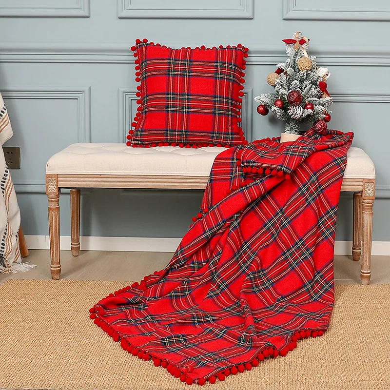 

1pcs Classic Plaid Blankets for Bed Christmas Tassel Nap Blanket Vintage Autumn Winter Decor Blanket Sofa Cover Deken Cobertor