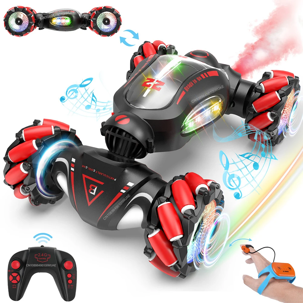 

2.4G Remote Control Car Gesture Sensing Twisting Stunt Drift Car 4WD RC Off-Road Car with Spray Lights Music Toys for Boys 6-12