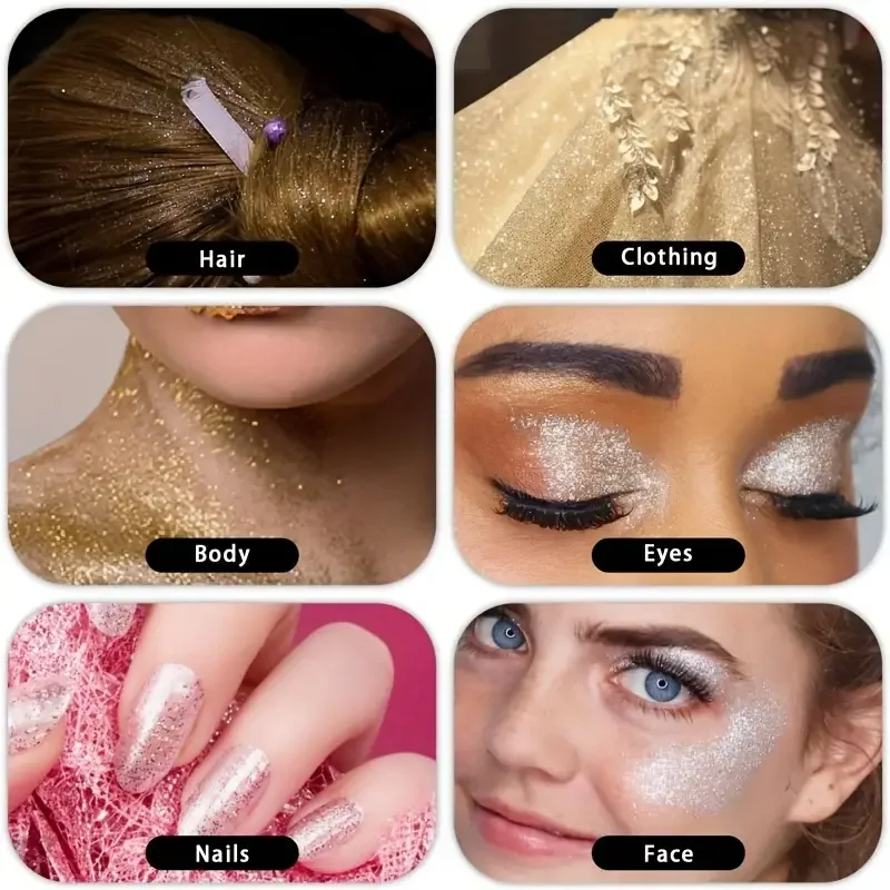 Liquid Glitter Spray,Silver Glitter Hair Spray, Holographic Highlighter Spray, Multi-use Makeup Product for Face Body Festivals 6