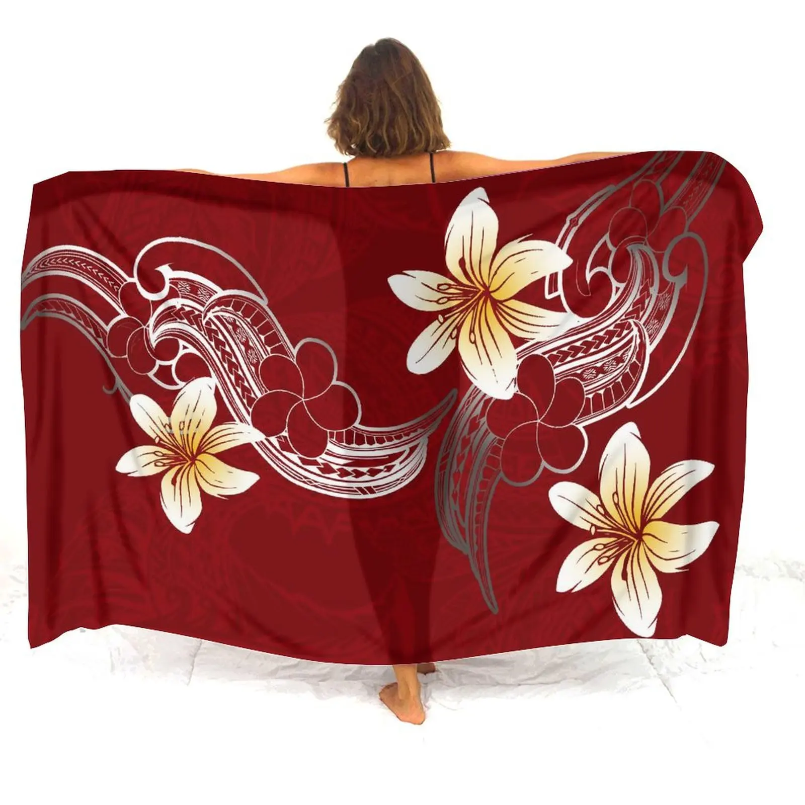Summer New One-Piece Beach Apron Elegant Shawl Sun Protection Coat Fashion Women'S Sarong Custom Polynesian Unique Pattern 1
