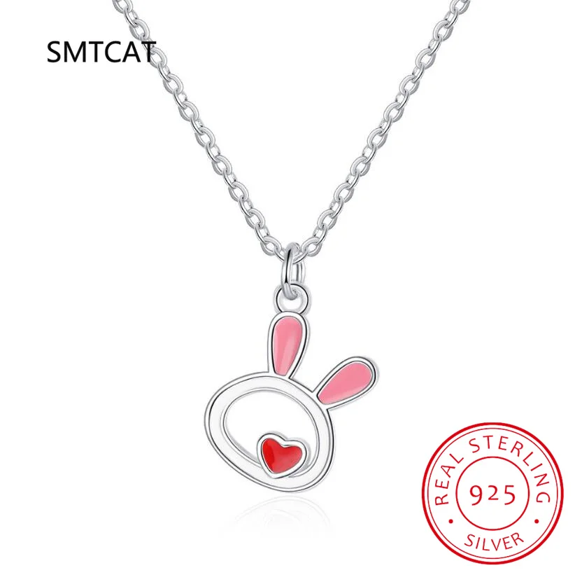 Silver Jewelry Silver Jewelry Set 925 Sterling Silver Fine Jewelry Set Cute Animal Rabbit Necklace+Earring Two piece set For Women Girl Gift