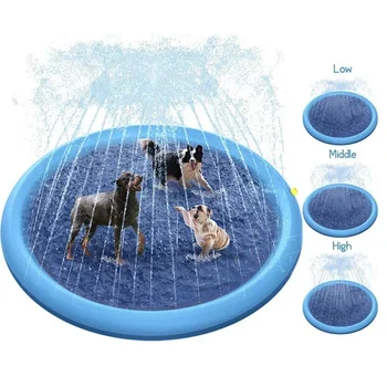 S6171c25811ed4c87bb7aa14e559357bep.jpg 170cm Summer Dog Toy Splash Sprinkler Pad Pet Swimming Pool Interactive for Pet Children Interactive Outdoor Play Water Mat Toys