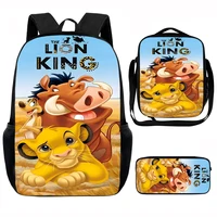 Cartoon The Lion King S-simbas Child School Backpack with Lunch Bags ,Pencil Bags ,School Bags for Boys Girls Best Gift