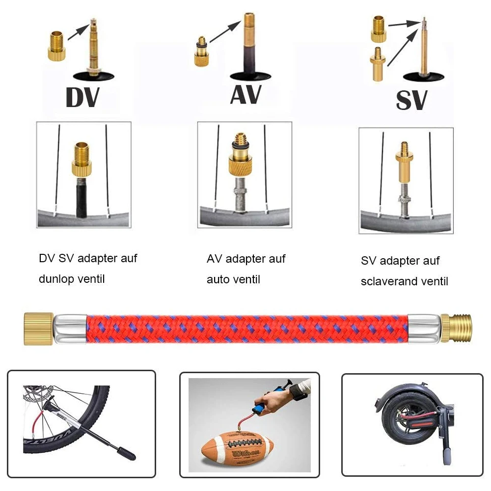 21Pcs Bike Tire Valve Pump Adapters,Brass Presta Schrader Valve Adapter  Tools, Ball Pump Needle, Presta Valve Adapter Bike Pump