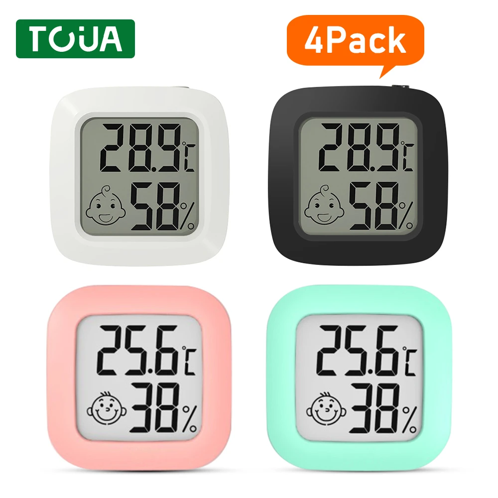 4pcs Mini Lcd Digital Thermometer Hygrometer Set Room Temperature