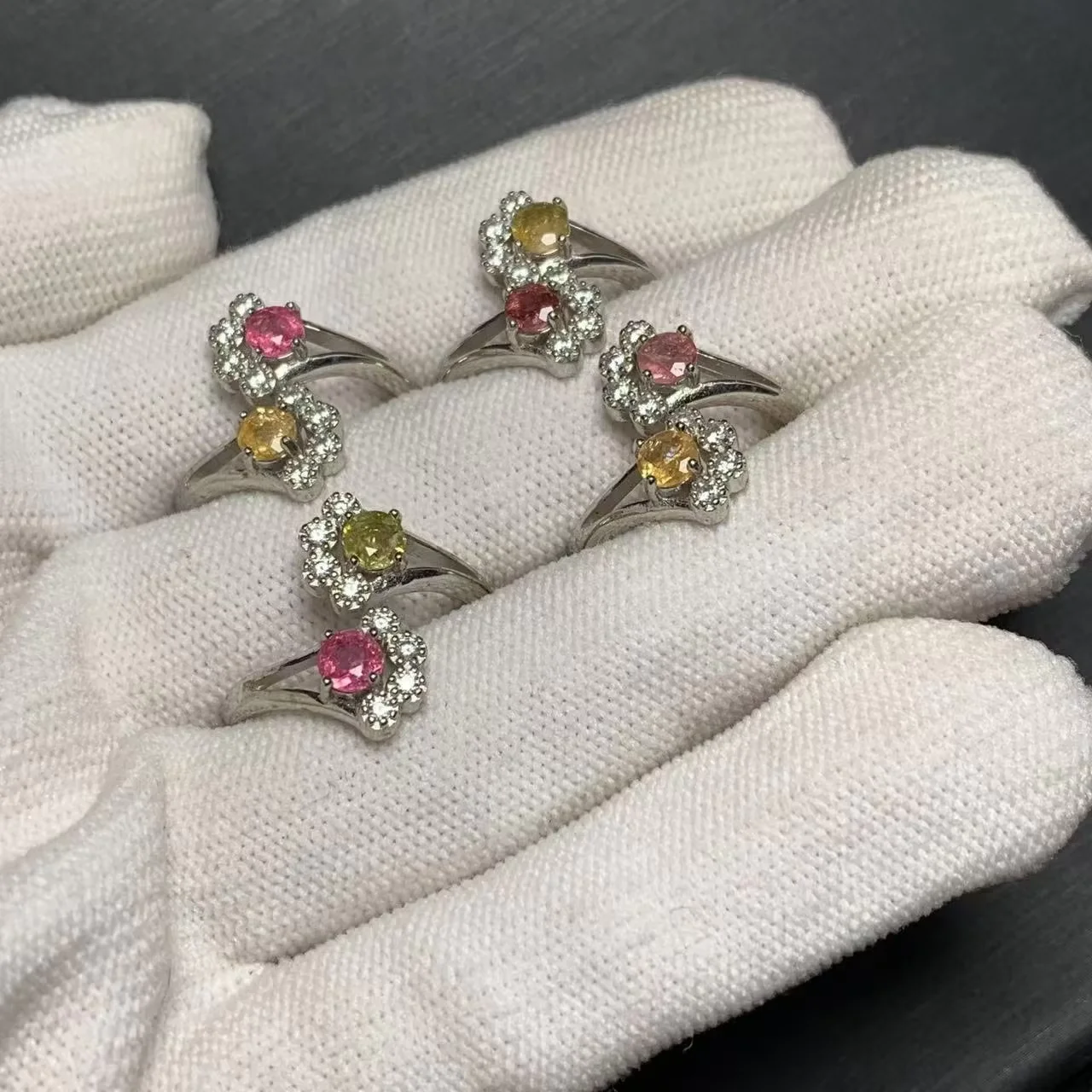 New Arrival Natural Tourmaline Rings Female  Jewelry For Women Gift Copper Cute Stone Flower