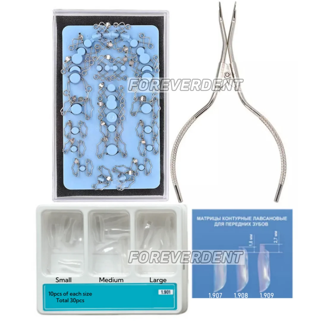 1.901 bandas de matriz Dental Automatrix anillo matrices contorneadas seccionales con abrazaderas fórceps instrumentos de relleno de resina compuesta