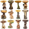 Polyresin Raccoon Bird Bath,Sunflower Bird Bath Statue, Outdoor Bird Bath Bowl,Resin Pedestal Fountain Decoration for Yard