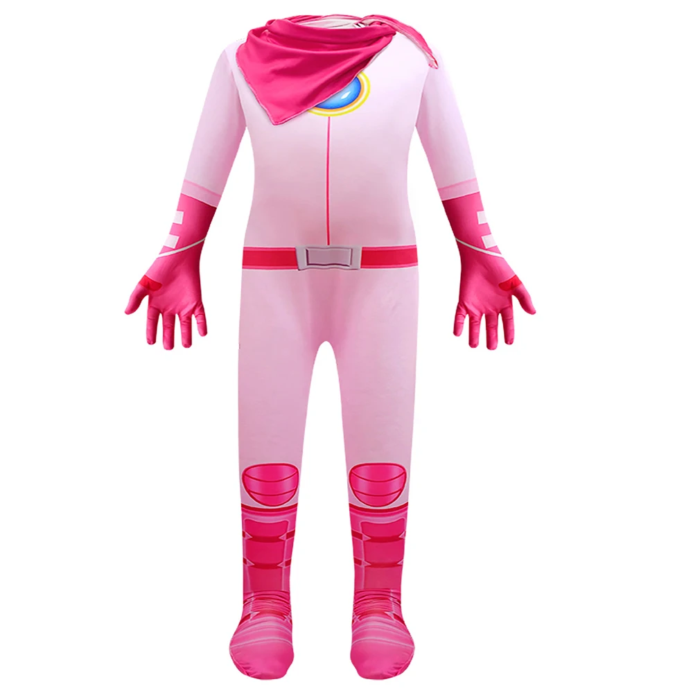 

Jurebecia Princess Peach Costume Girls Halloween Dress Up Super Brothers Cosplay Party Dress With Accessories