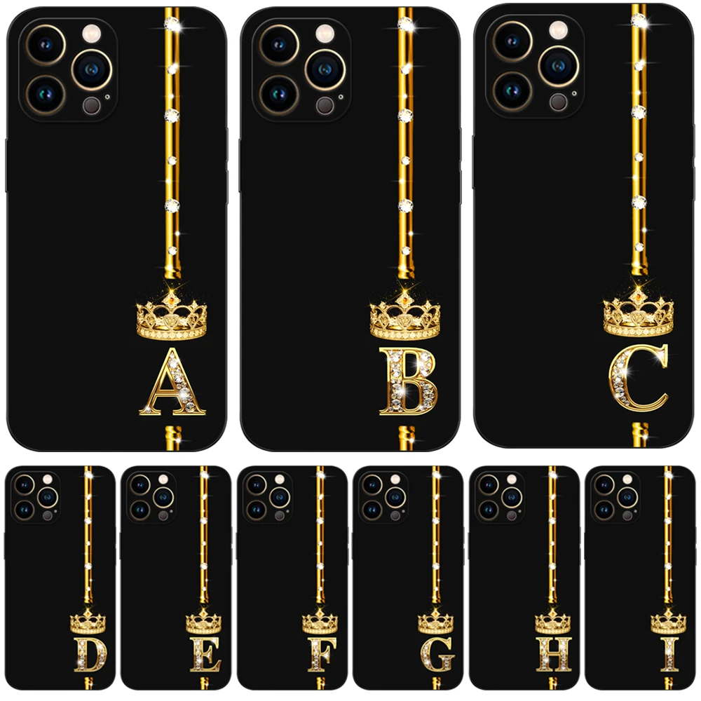 For Iphone 13 Case For Iphone 13 Mini Iphone 13 Pro Max Case Iphone13 Iphone13Pro 13Pro Black Tpu Case Gold Letters