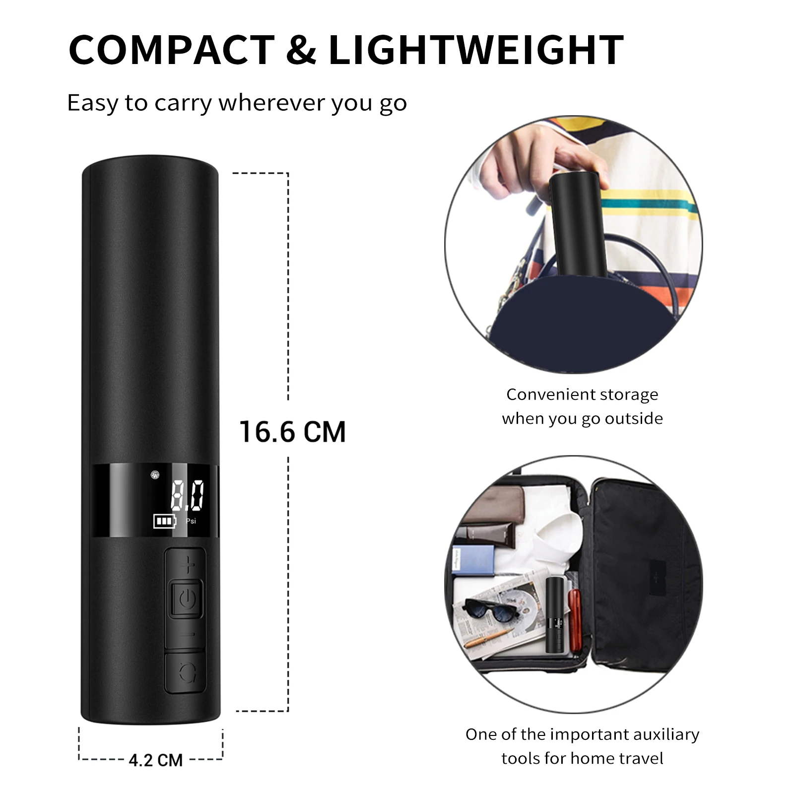 Electric Air Ball Pump, Portable Battery Powered Ball Pump with LCD Display Needles 12 PSI Mini Air Pump for Basketball Football