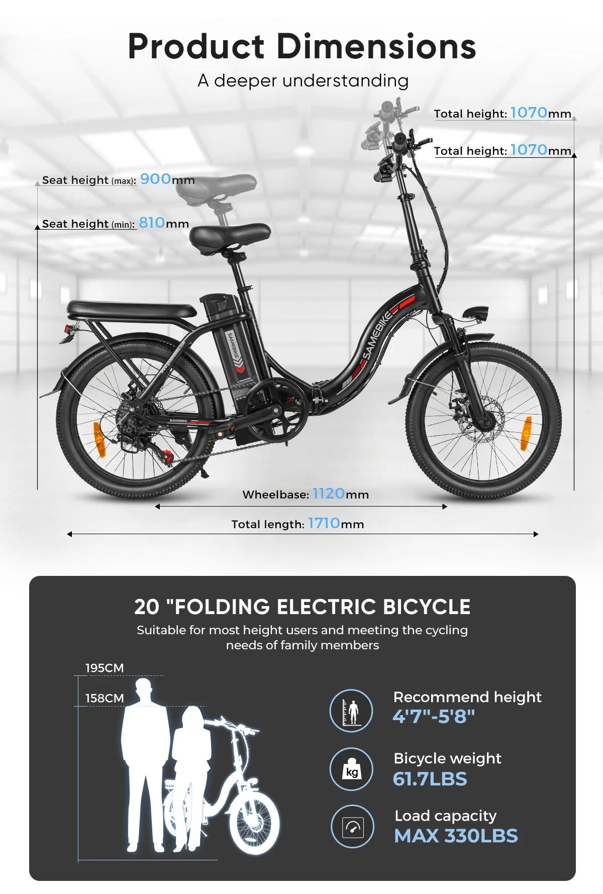 Lightweight Foldable style Electric Bicycle 350W36V12AH Battery Mountain e-bike 20 Inch Fat Tire City Trip Adult Electric bike