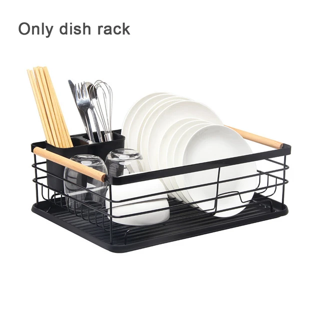 Kitchen Storage Rack Double Layer Dish Drainer With Drip Tray,  Multi-purpose Tableware Organizer, White