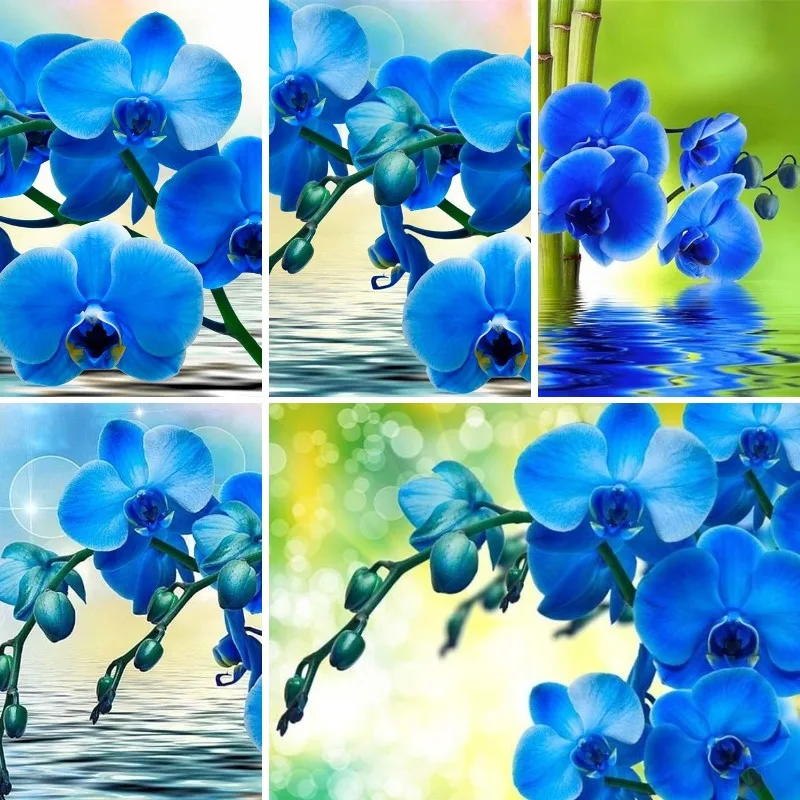 Blue Orchid Diamond Painting New Full Square Round Drill Flower Mosaic