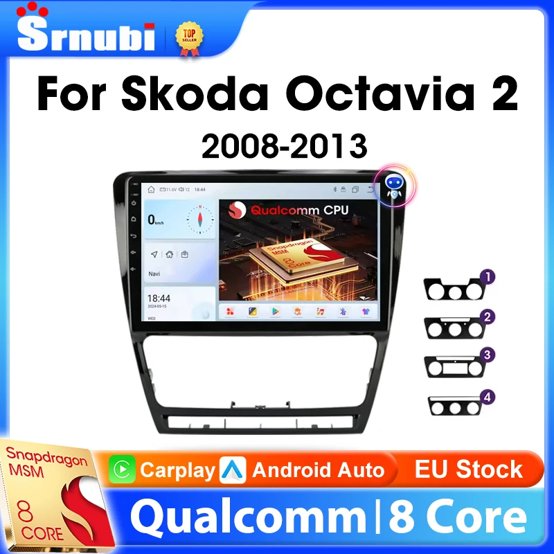 Radio de coche Android de 2 Din para Skoda Octavia 2 A5 2008-2013 reproductor Multimedia navegación altavoz inalámbrico Carplay unidad principal de DVD 1