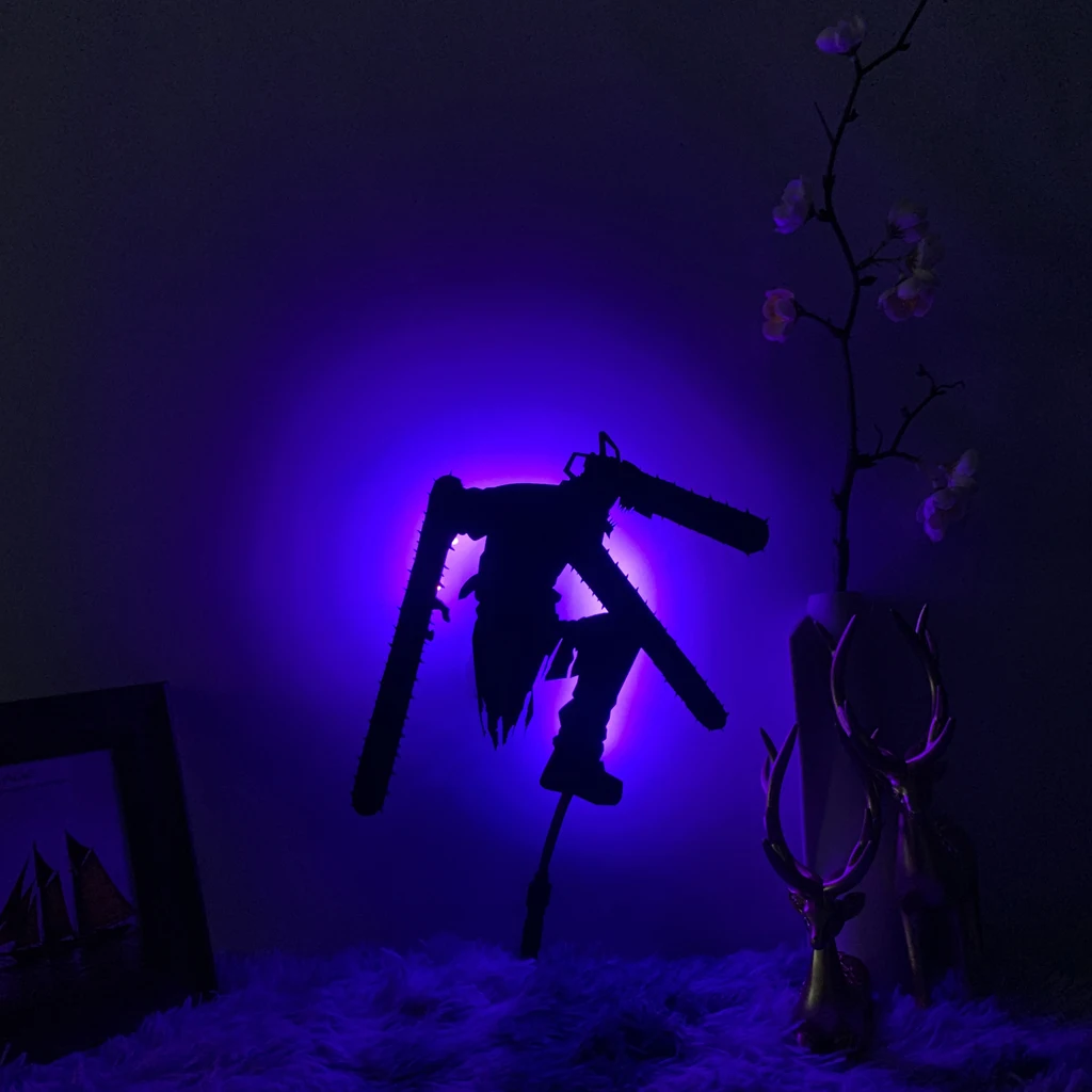 Anime Chainsaw Man Silhouette Light for Bedroom Decor Wall Lamp Black Acrylic Wall Light Room Decoration Chainsaw Man Nightlight