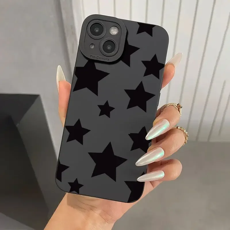 thumbnail image 1 of Funda protectora para teléfono con estrella de cinco puntas para iPhone 16 15 Pro Max 14 13 12 11 XS XR X 7 8 Plus SE 2020 Mini funda suave a prueba de golpes, 1 of 5