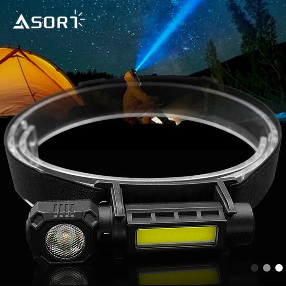 고출력 COB XPG LED 사냥 자석 작업등 포켓 검사 램프, C 타입 USB 캠핑 헤드 스팟 토치 라이트 스트로브 헤드램프