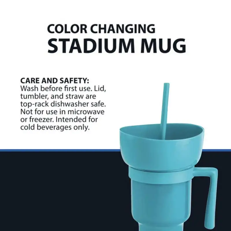 2-i-1 Snackies sugrörsmugg med topp, snacksskål på dryckesmuggar, bärbar, stänksäker, läckagesäker popcorn, stadiontumbler, bioresa, present_voghion.com