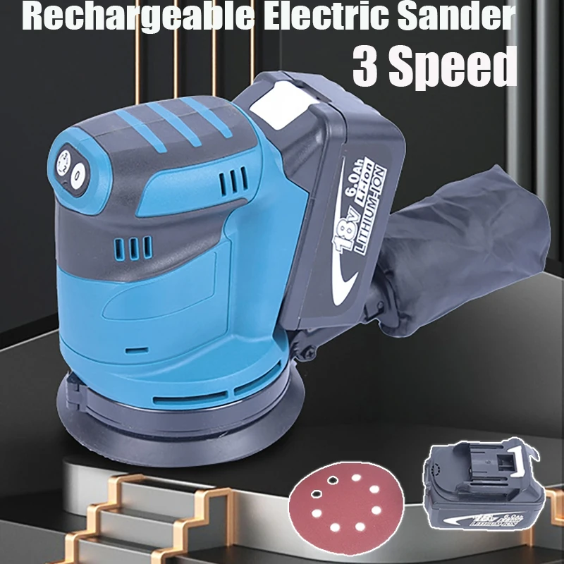 Levigatrice Orbitale Casuale Senza Fili A 3 Velocità Smerigliatrice Per Legno Lucidatura Rettifica Elettrica Con Carta Vetrata Per Batteria Makita 18V