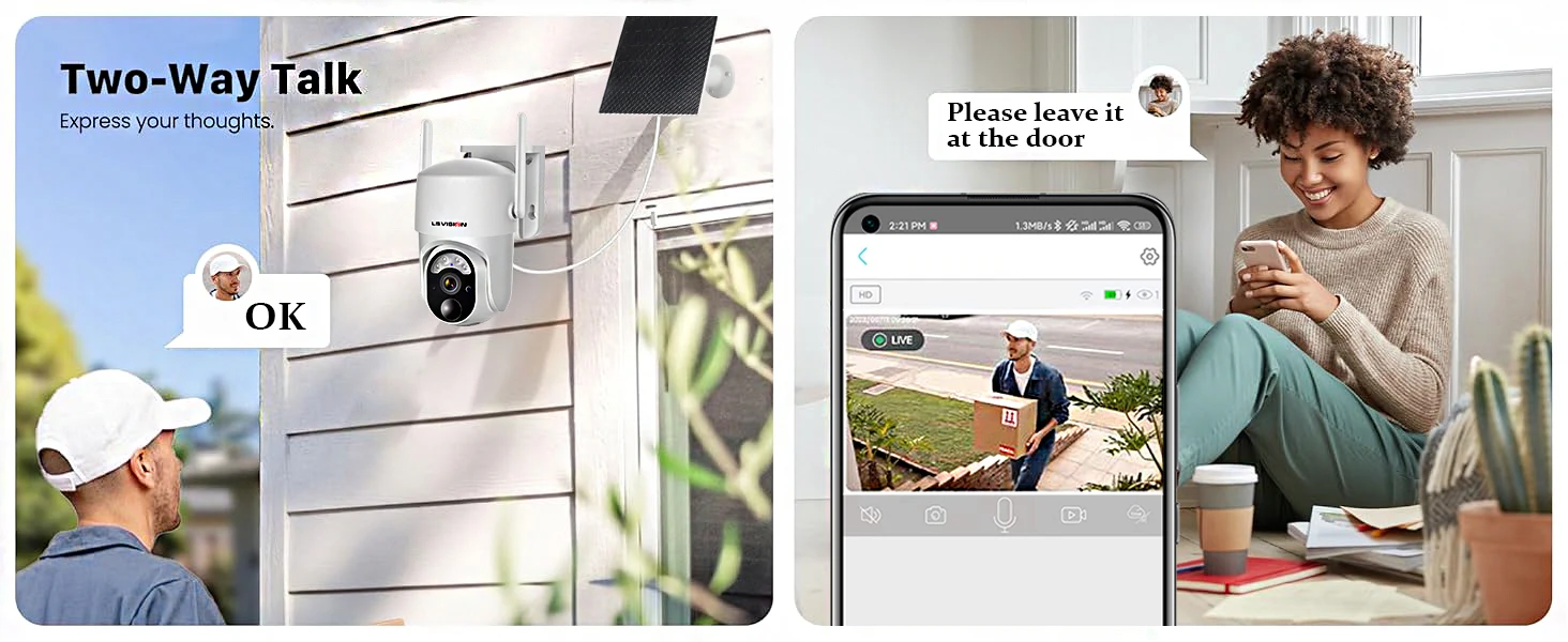 LS VISION 4MP Solar Wireless Security Camera Outdoor Solar Monitor Camera Night