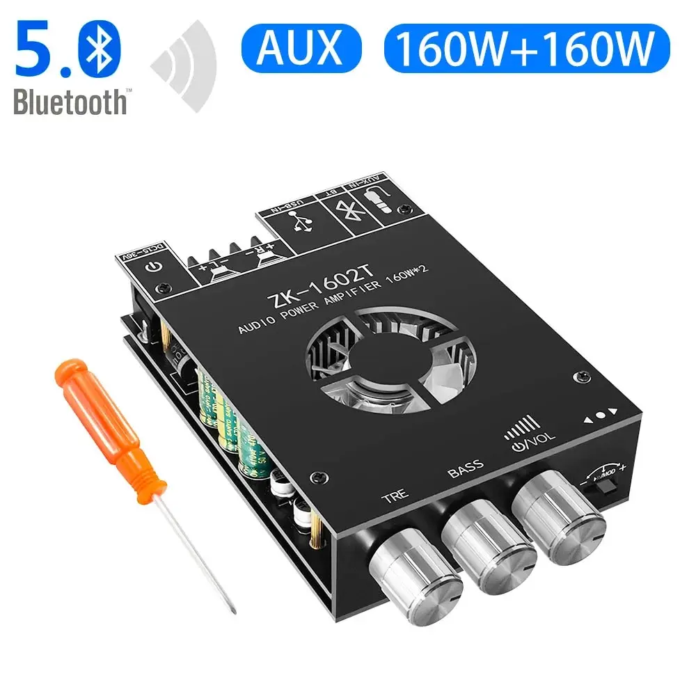 ZK-1602T TDA7498E Bluetooth 5.0 Subwoofer Amplifier Board 2*100W 2.0 Channel High Power USB Audio Stereo Amplifier Board AMP audio amplifier board