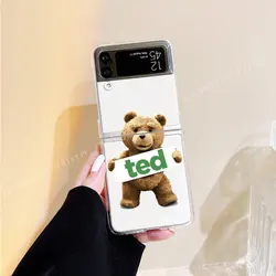 Cartoon Teddy Bear Couple Transparent Hard Phone Case - Fashion Brand Cover for Z Flip 3 (-1)