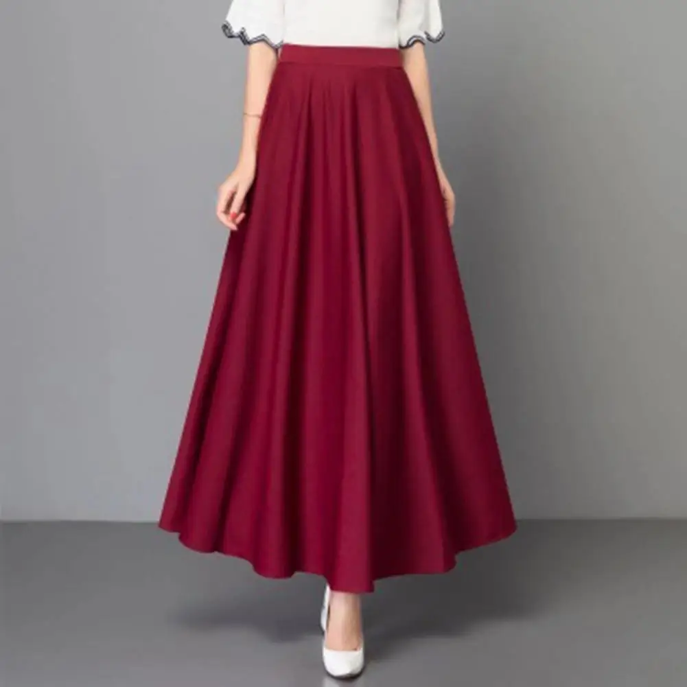 Womens high waist tummy control A-line maxi skirt loose hem ankle length party dress women's clothing