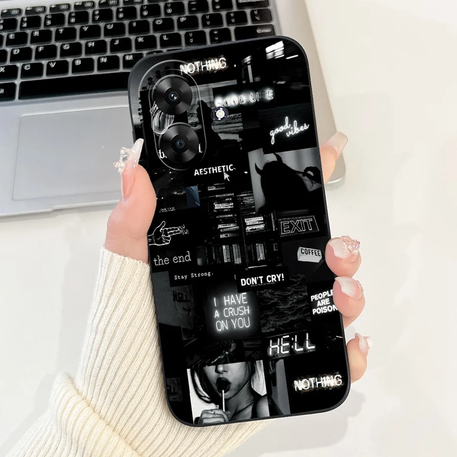 Cute Cat Grid Pattern Soft TPU Phone Case - Stylish Protective Back Cover in Black
