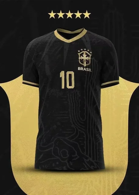 Brasilien 2024 europäische und amerikanische Nationen Liga Auswärts trikot  Schwarz gold explosiver Neymar