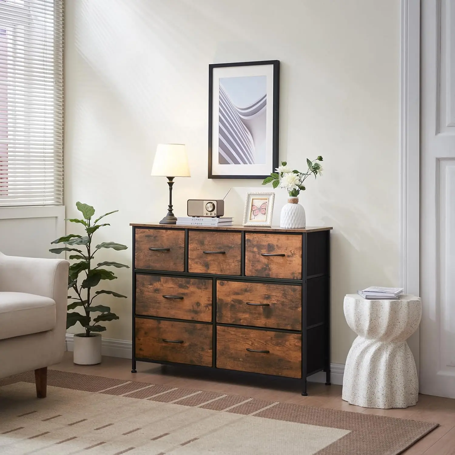 خزانة تخزين مع 7 أدراج، خزانة تخزين واسعة، منظم تخ...