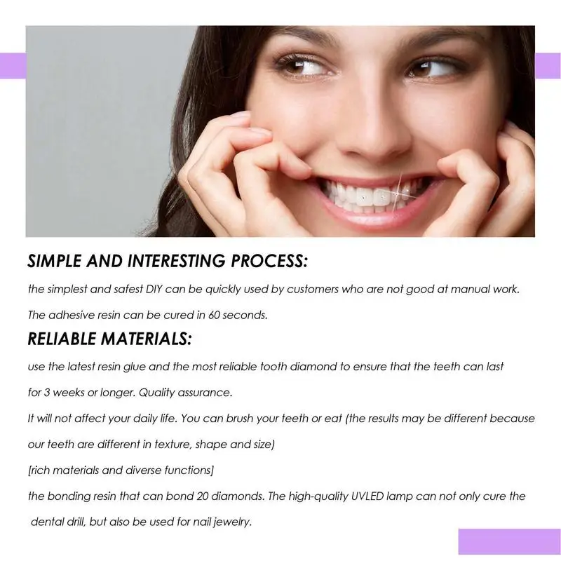 Tooth Gem Kit Beautiful Application Kit for White Tooth Jewelry Multifunctional Decoration Gem Set Flexible DIY