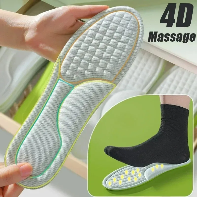 2/16Pcs Unisex Memory Foam Orthopedic Insoles Men New Absorb-Sweat Massage Sneakers Insole Soft Antibacterial Shoe Accessories Orthopedic Insoles