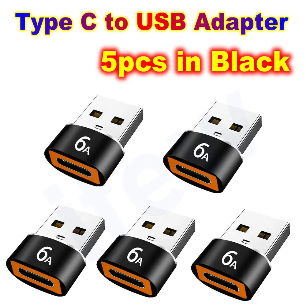 5팩 USB to USB C 어댑터 USB-C 타입 C 암-수 슈퍼 고속 충전 OTG 컨버터 (아이폰 17, 16, 15, 14, 13, 안드로이드용)