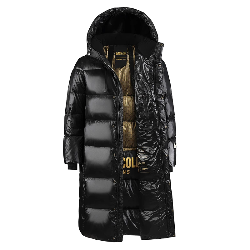 Light Luxury Long Bright Down Jacket Men's Winter K-Pop Large Size 3xl Warm Puffer Coat Women Black White Duck Down Parka