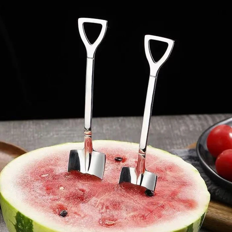 1/2Pcs New Shovel Spoons Stainless Steel Teaspoons Creative Coffee Spoon For Ice Cream Dessert Tableware Scoop Cutlery Set