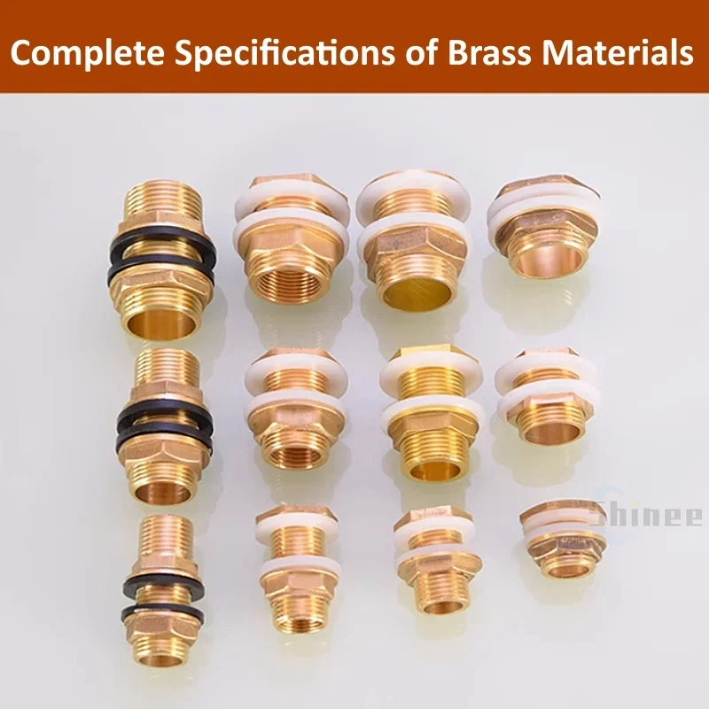 1/2" 1/4" Brass Water Tank Connector Silicone Gasket Copper Pipe Fish Tank Coupling Joint Garden Irrigation Pipe Hose Adapter